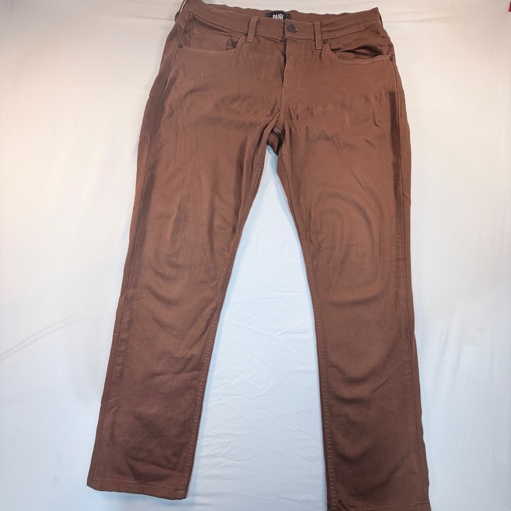 PAIGE Lennox Jeans Mens 33 Brown Clay Pot Stretch Slim Fit 5 Pocket Denim